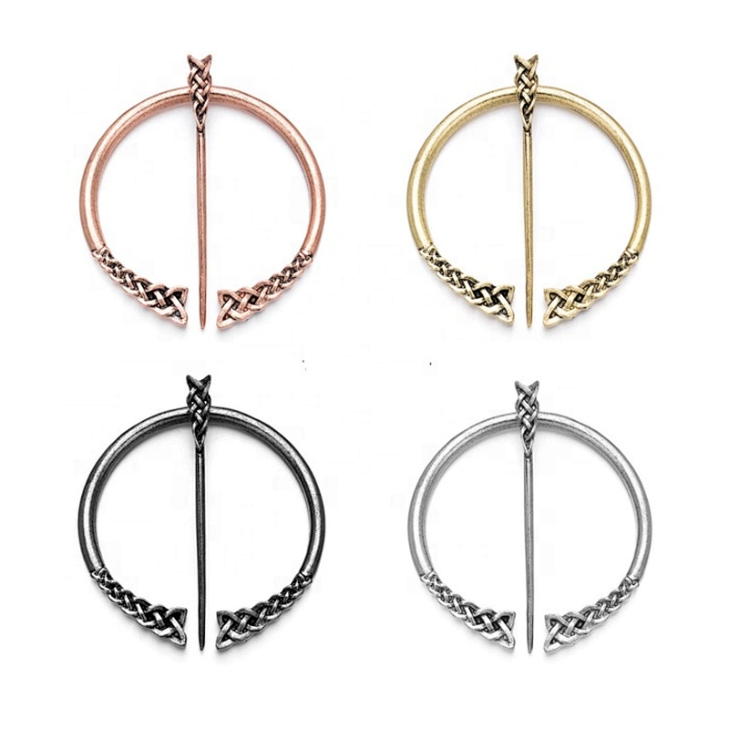 Round Antique Rose Gold Silver Scarf Shawl Coat Alloy Pins Viking Brooch