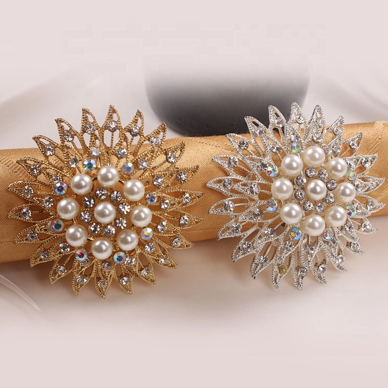hot selling wedding table decoration crystal jewelry rhinestone gold silver plated napkin ring