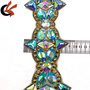 Factory customized heat transfer rhinestone trims iron on diamante waist trimming