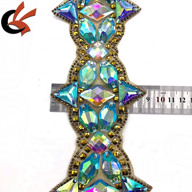 Factory customized heat transfer rhinestone trims iron on diamante waist trimming