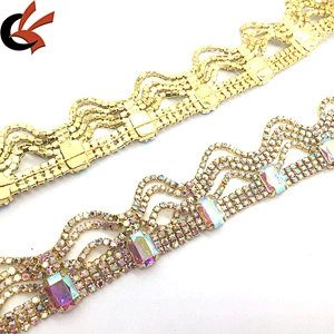 Custom made jewelry factory wholesale popular garment charms wave design pendent tassels rhinestone trims