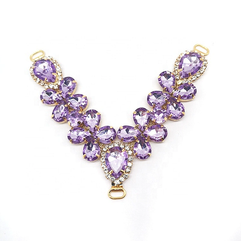 Personalized decorative shoe accessories acrylic crystal rhinestone V shape shoe chain