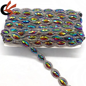 Sparkling Red AB eyes shape resin rhinestone heat transfer trimming iron on tape