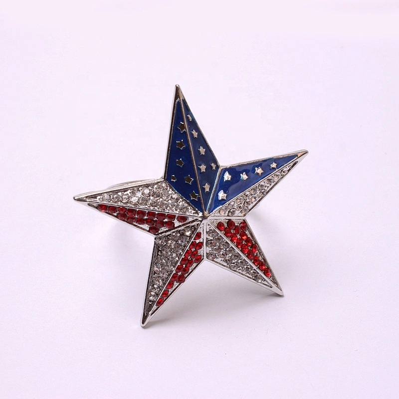 New design American flag guard five-pointed star disposable metal napkin ring for hotel banquet table accessory