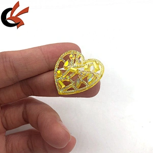 Heart shape yellow AB hollow resin loose sew on rhinestone for garment decoration