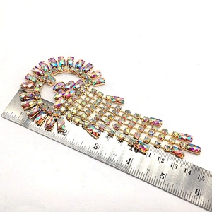 Wholesale multi crystal headband full colored sequin rhinestone buckle women garment accessory rhinestone tassel applique