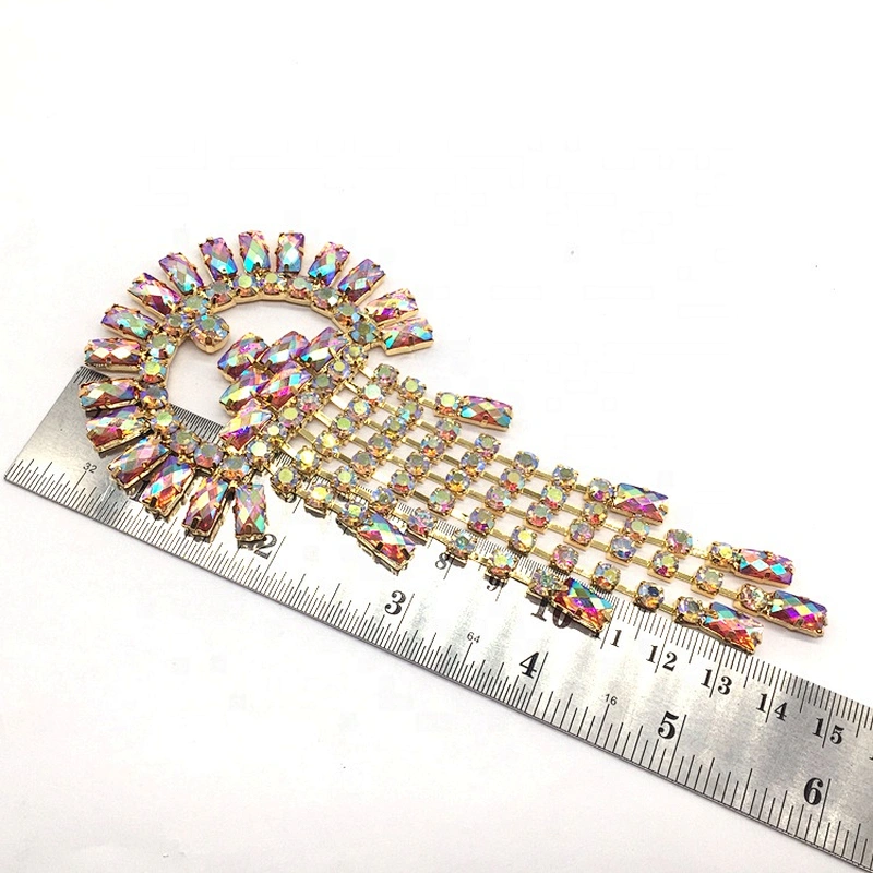 Wholesale multi crystal headband full colored sequin rhinestone buckle women garment accessory rhinestone tassel applique