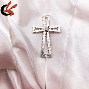 wedding decoration clear crystal 6cm height cross rhinestone cake topper
