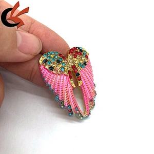lovely pink color angel wings rhinestone crystal brooches