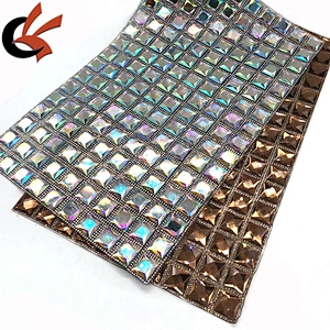 Various colors can choose large size square glass crystal iron on heat transfer mesh sheet