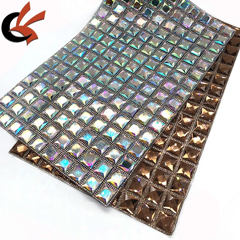 Various colors can choose large size square glass crystal iron on heat transfer mesh sheet
