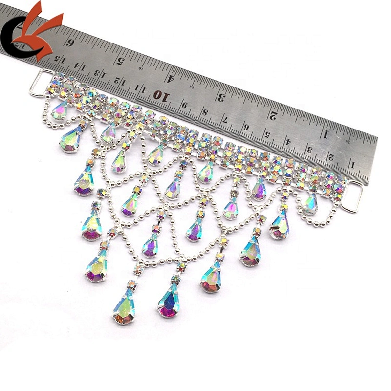 Crystal pendant ab bikini diy design swimwear flexible rhinestone tassels bikini connector for sell