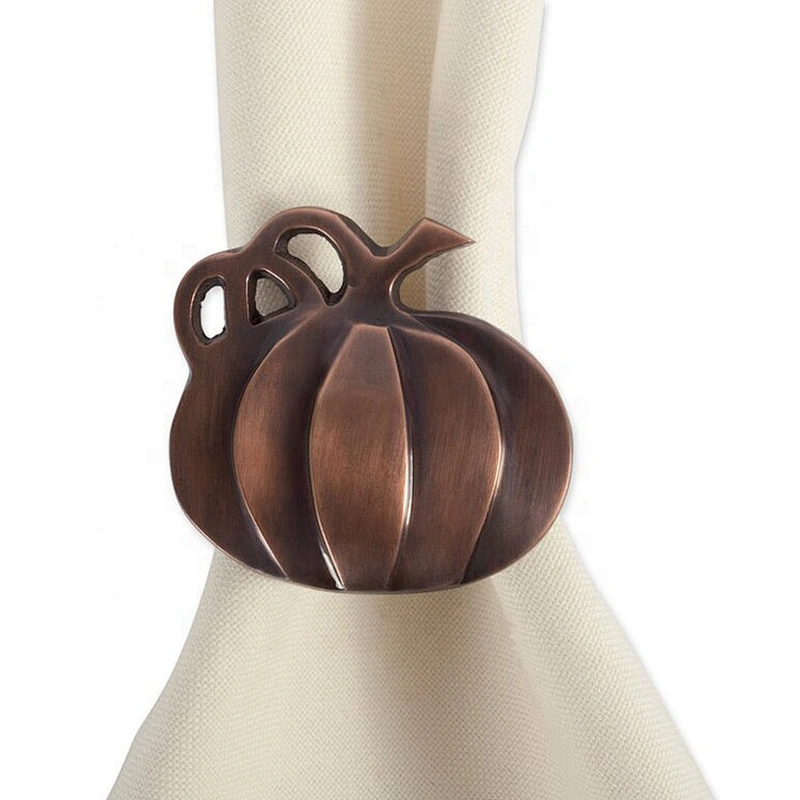 New Arrival 2021 New Design Vintage Bronze Metal Pumpkin Hallowmas Napkin Ring For Easter Dinning Table Decors