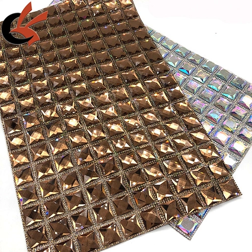 Various colors can choose large size square glass crystal iron on heat transfer mesh sheet