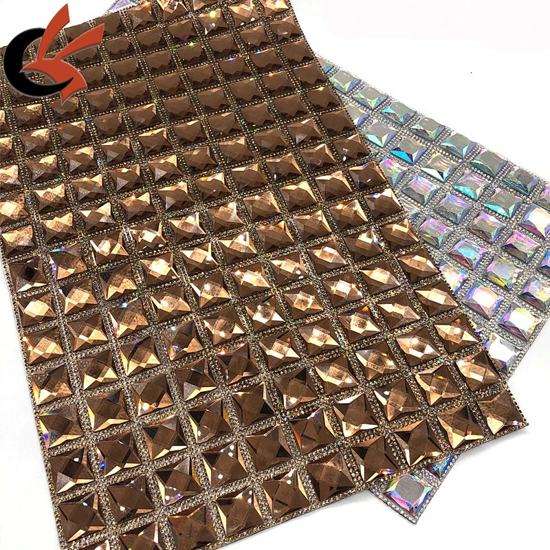 Various colors can choose large size square glass crystal iron on heat transfer mesh sheet