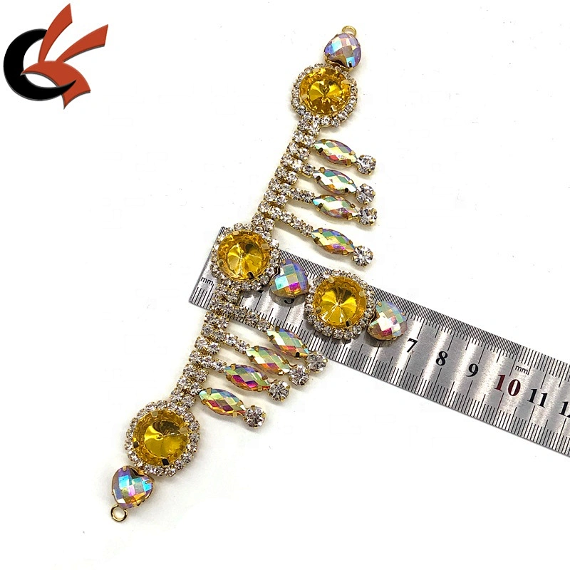 luxurious Yellow AB Gold Rhinestone Swimsuit Connector for sexy girls