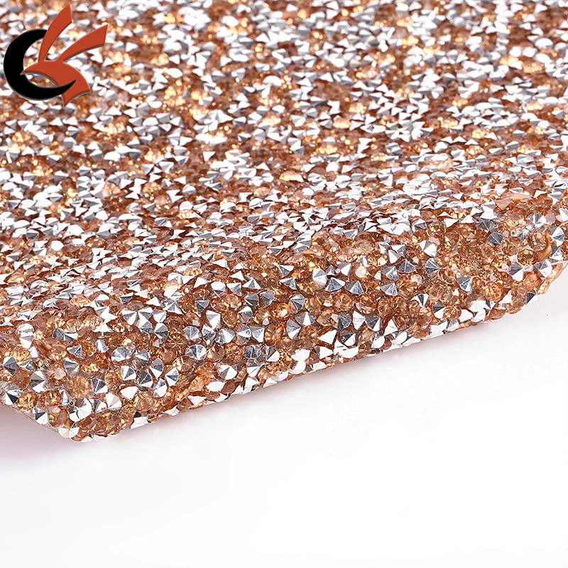 wholesale New design hot fix sticky back crystal sheet resin rhinestone mesh trimming