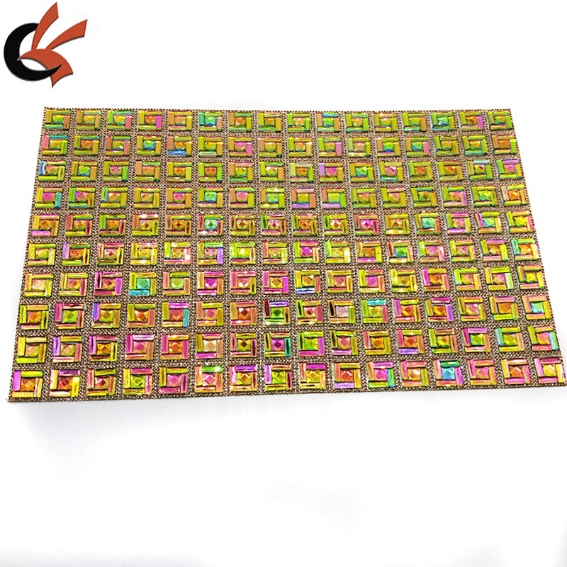 2019 new arrival rainbow glass rhinestone mesh