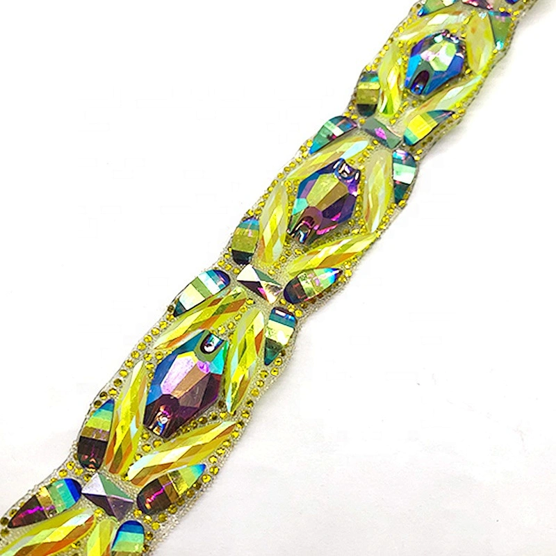 Sewing Strass Crystal Motif trimming  Hot Fix Rhinestone Tape Applicator Ribbon With Rhinestones Iron On Appliques For Dresses