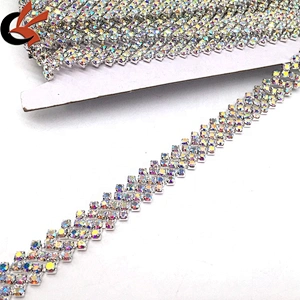 Wholesale bridal belt sash decorative crystal wedding cake AB rhinestone chain trim for bridal dresses