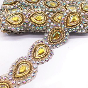 2021 New arrival Decorative resin diamonds  trim Epoxy hot fix trim for Carnival costume
