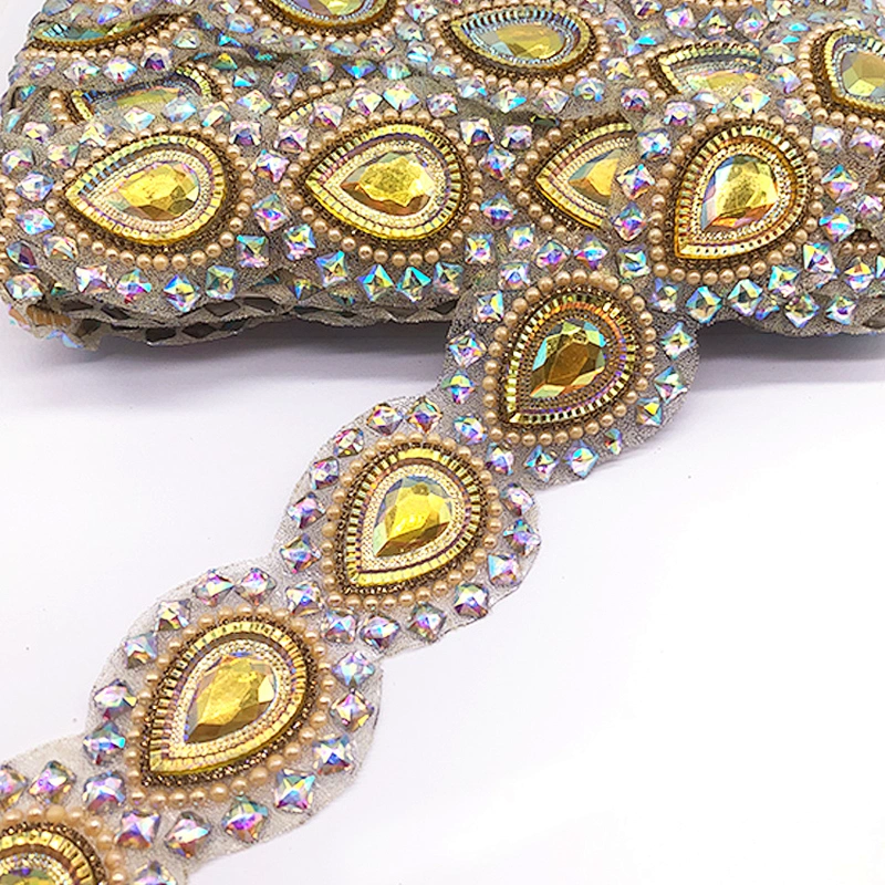2021 New arrival Decorative resin diamonds  trim Epoxy hot fix trim for Carnival costume