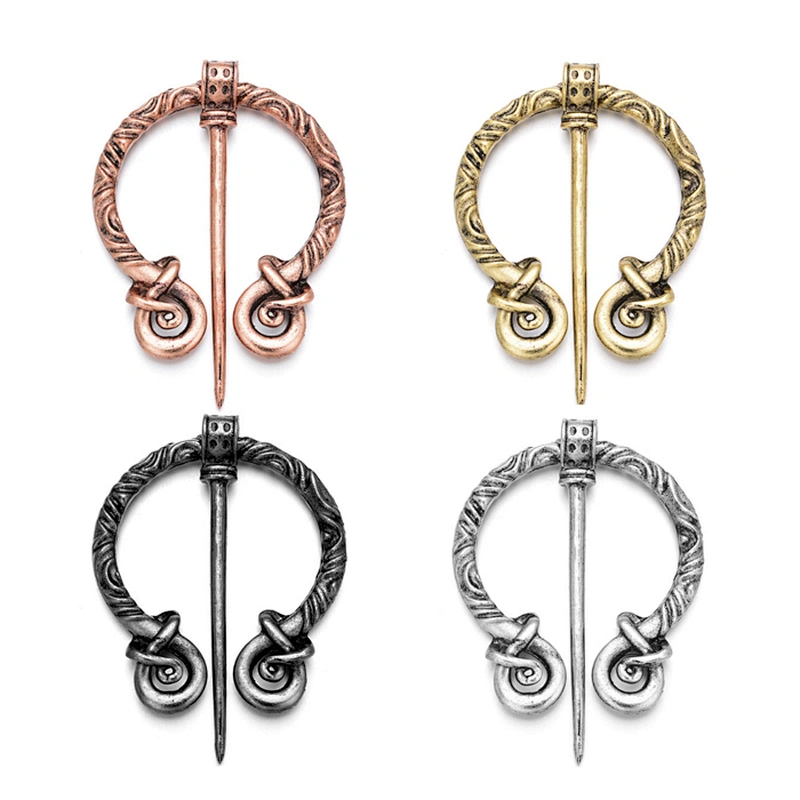 Round Antique Rose Gold Silver Scarf Shawl Coat Alloy Pins Viking Brooch