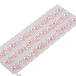 Self Adhesive 3 rows of cluster go gems Rhinestone stickers ivory, clear & White