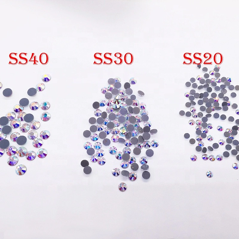 Gold Supplier Clear Crystal AB Glass Stones Multi Sizes 3D Nail Art Flat Back Hot Fix Rhinestone