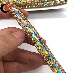 Carnival dress edging heat transfer rhinestone crystal ribbon trimming