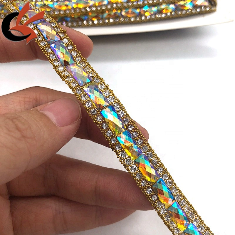 Carnival dress edging heat transfer rhinestone crystal ribbon trimming