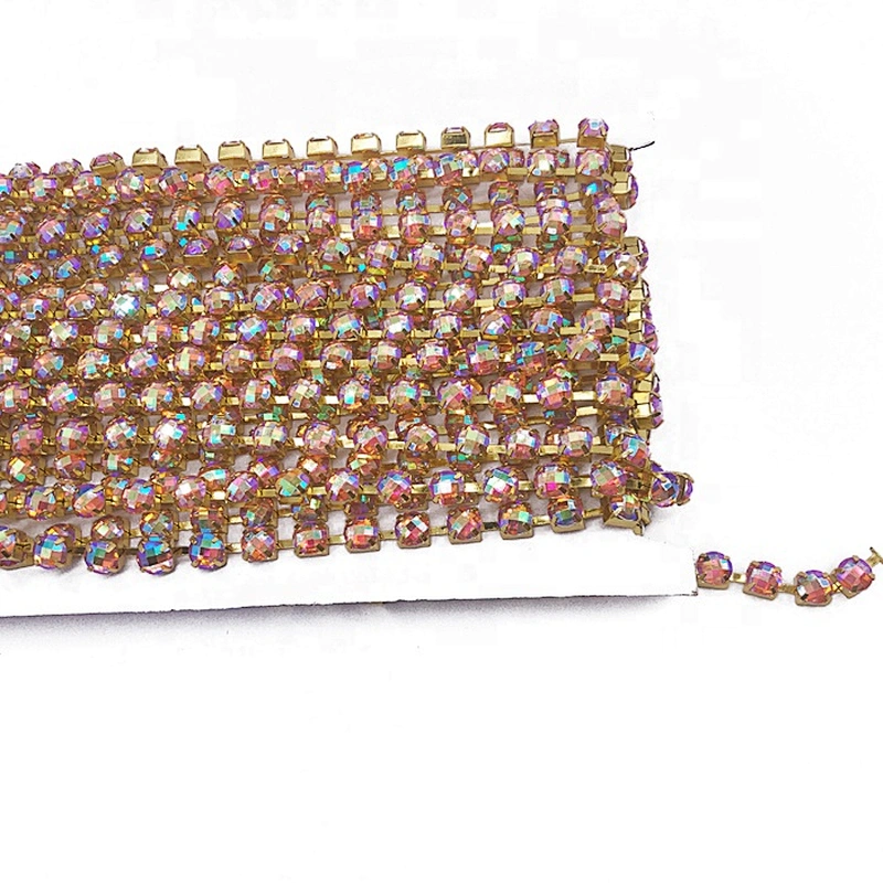 Factory Custom Sewing Claw Chain SS38 AB Resin rhinestone trimming for dress