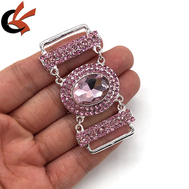 Wholesale lovely Pink Diamond Metal Accessories Crystal Rhinestone Bikini Connectors