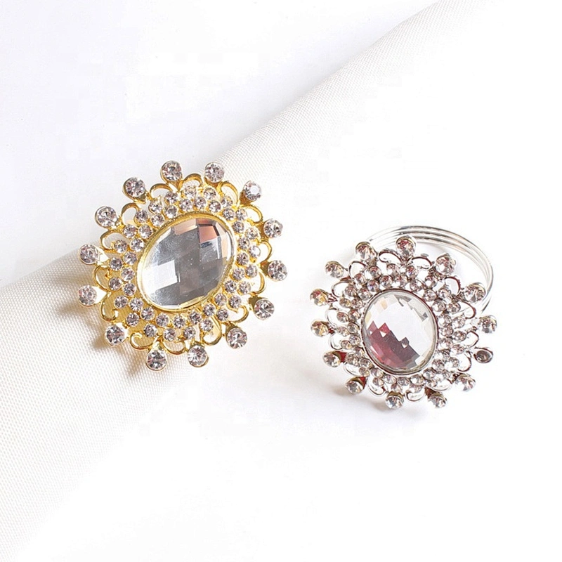 custom vintage zinc alloy acrylic diamond oval clear rhinestone napkin ring in bulk