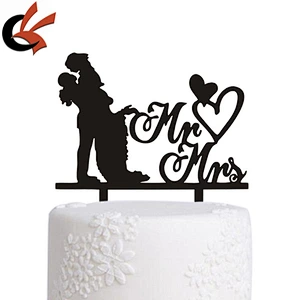 Acrylic Mr&Mrs with heart engagement wedding cake topper
