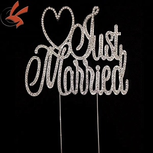 Just Married Wedding cake sign Rhinestone Cake Topper