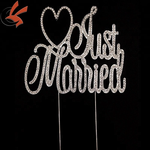 Just Married Wedding cake sign Rhinestone Cake Topper