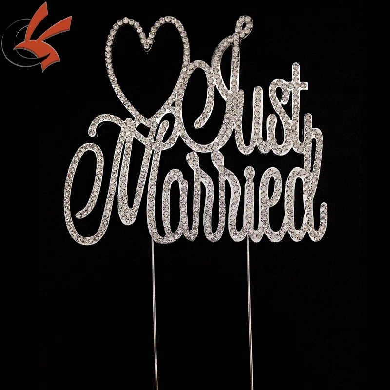 Just Married Wedding cake sign Rhinestone Cake Topper