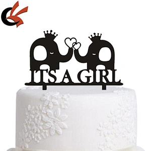 baby shower gender reveal Its A Girl Elephant Acrylic cake topper