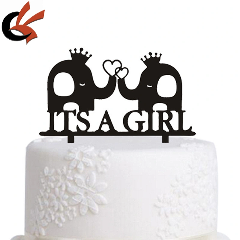 baby shower gender reveal Its A Girl Elephant Acrylic cake topper