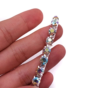 SS28 one clear rhinestone close chain connector for bikini pieces