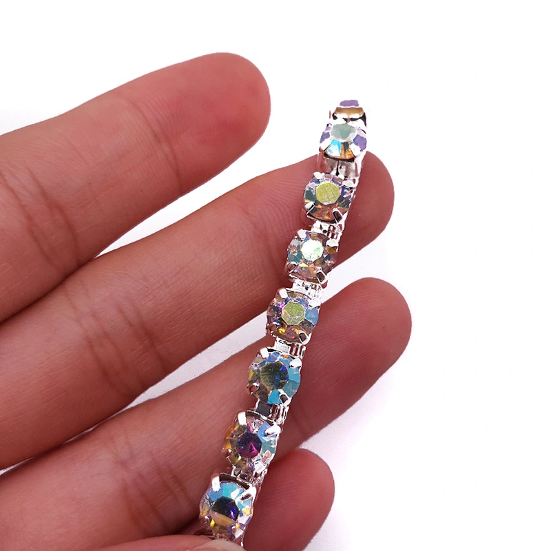 SS28 one clear rhinestone close chain connector for bikini pieces