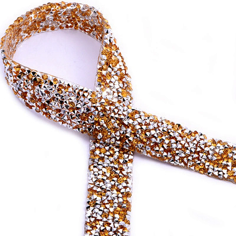 High quality DIY iron on resin rhinestone tape for garment bag shoes  hat accessories