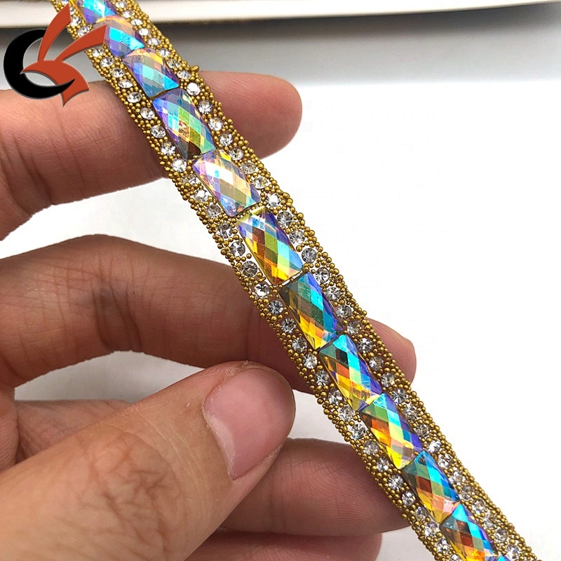 fashion style clothes edging hot fix crystal rhinestone ribbon trim