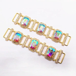 Wholesale Square Shape Custom Bikini Jewelry Set Rhinestone alloy crystal gold AB bikini connector