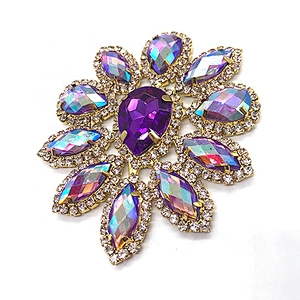 Sew on colorful  brooch rhinestone applique for Masquerade costumes decoration