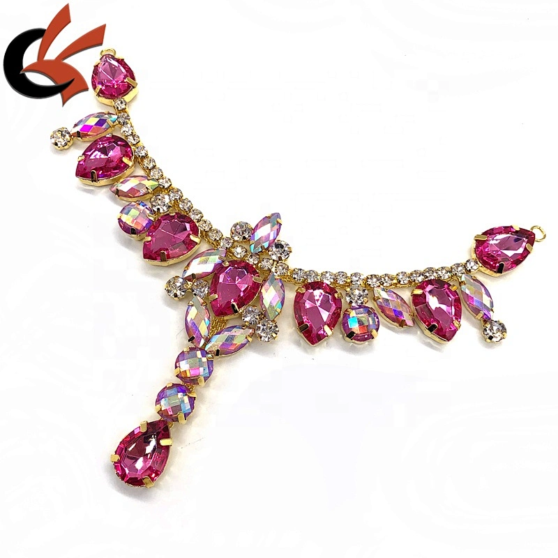New Design Gold Colorful Rhinestone Bikini Connectors Metal Chain Connector
