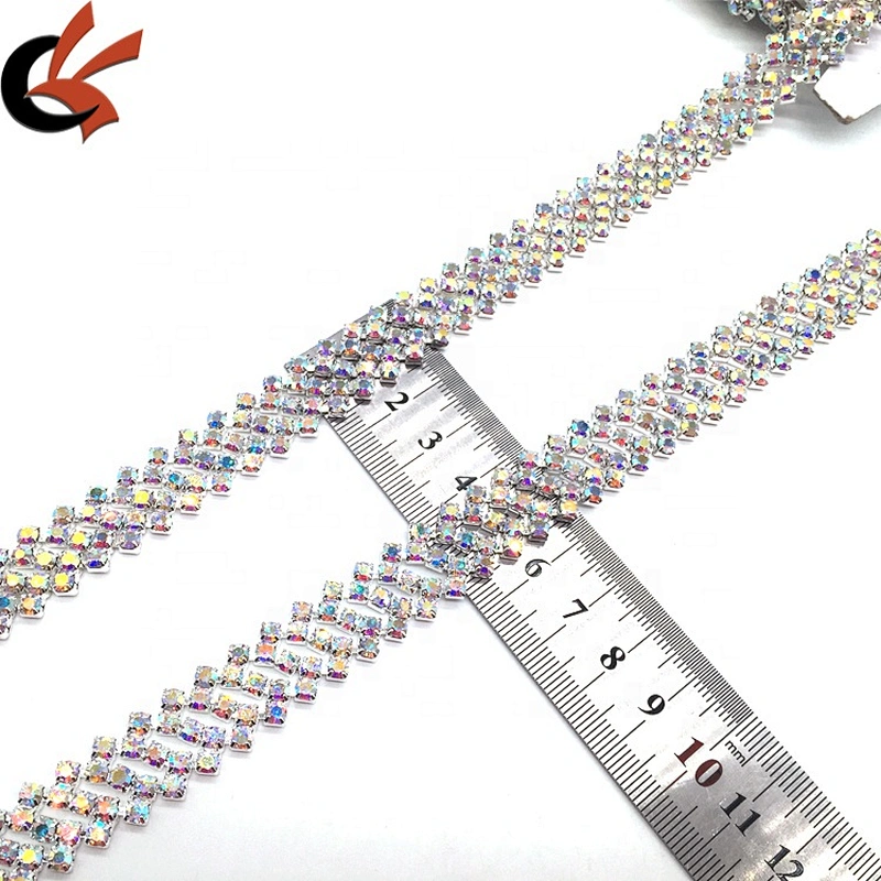Wholesale bridal belt sash decorative crystal wedding cake AB rhinestone chain trim for bridal dresses