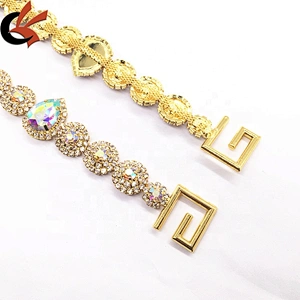 2020 Summer european luxury competition bikini connectors crystal ab rhinestone connectors for swimsuit