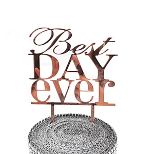 Wholesale Rose Gold Best Day Ever Weeding Cake Topper